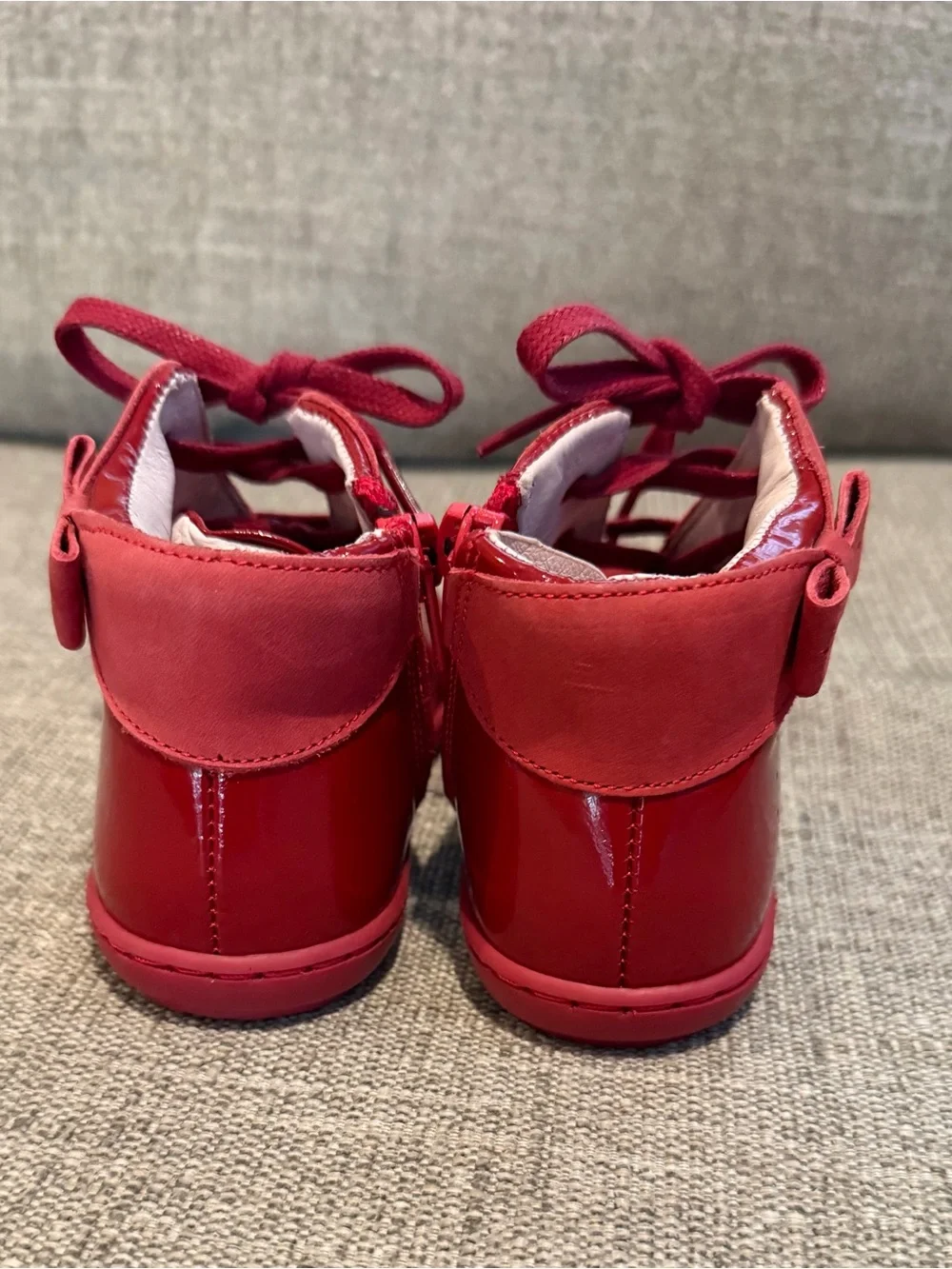 Jacadi Paris Red Patent Lace-Up Ankle Boots